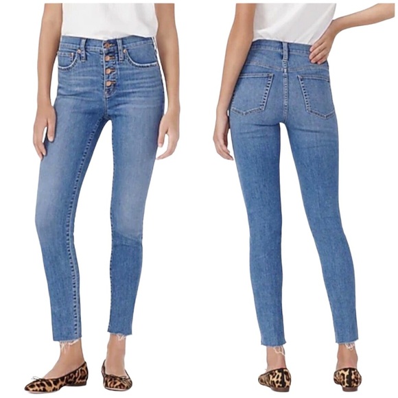 J. Crew 9" High Rise Toothpick Jeans Buffalo Wash Stretch Denim | Petite Size 32 - Picture 1 of 10